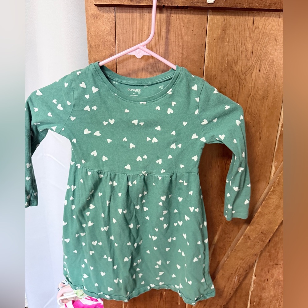 Old Navy Teal Dress with White Heart Print
